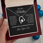 Gift for mom from son - Forever Love heart necklace on a black message card signed Love, Your Son