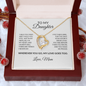 To My Daughter Necklace From Mom – Wherever You Go, My Love Goes Too | Forever Love Heart Pendant With Message Card | Keepsake Gift For Daughter