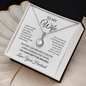 To My Wife necklace and keepsake message card in a white gift box on cream fabric