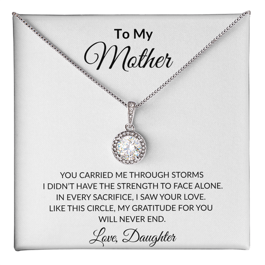 To My Mother  Eternity Necklace Gift Message Card |My Love for You Has No End