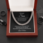 To My Son Necklace From Mom – Even When We Don't See Eye to Eye | Cuban Link Chain With Message Card