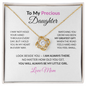 To My Precious Daughter Necklace From Mom – Love Knot Pendant With Message Card – Always My Little Girl Keepsake