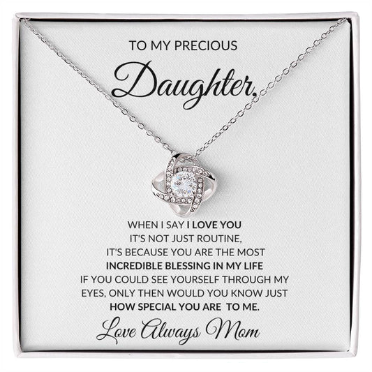 Incredible Blessed Daughter Love knot necklace