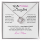 To My Precious Daughter Necklace From Mom – Love Knot Pendant With Message Card – Always My Little Girl Keepsake
