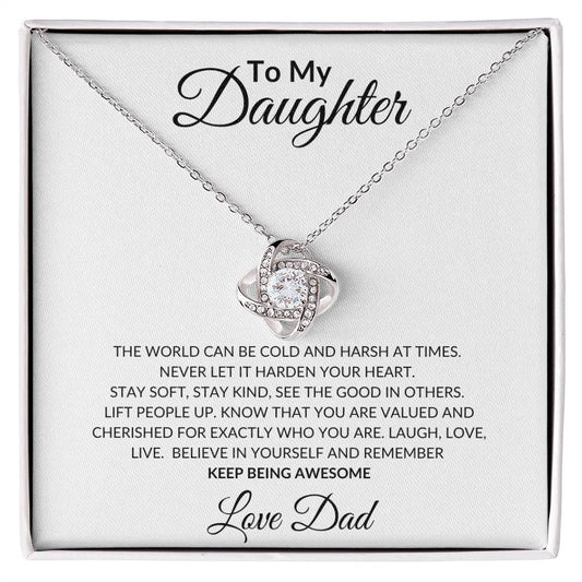 "Cherished Wisdom Love Knot Necklace: From Dad to Daughter"