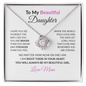 To My Beautiful  Daughter Necklace From Mom – Love Knot Pendant With Message Card – Braver Than You Know Gift for Daughter