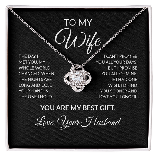 To My Wife Necklace From Husband – You Are My Best Gift – Love Knot Necklace With Message Card – Christmas Gift for Wife, Anniversary, Birthday