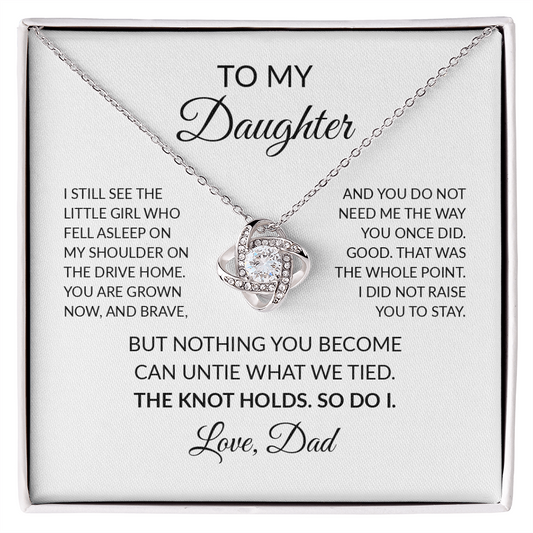 Gift for daughter from dad with Love Knot necklace and To My Daughter message card