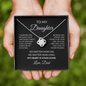 To My Daughter Necklace From Dad – My Heart Is Your Home – Love Knot Necklace With Message Card – Daughter Gift for Christmas, Birthday or Graduation