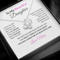 To My Beautiful  Daughter Necklace From Mom – Love Knot Pendant With Message Card – Braver Than You Know Gift for Daughter