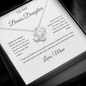 To My Bonus Daughter Necklace From Mom - Family Isn't Always Blood - Love Knot Necklace with Message Card, Gift for Bonus Daughter