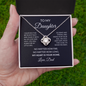 To My Daughter Necklace From Dad – My Heart Is Your Home – Love Knot Necklace With Message Card – Daughter Gift for Christmas, Birthday or Graduation