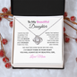 To My Beautiful  Daughter Necklace From Mom – Love Knot Pendant With Message Card – Braver Than You Know Gift for Daughter