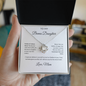 To My Bonus Daughter Necklace From Mom - Family Isn't Always Blood - Love Knot Necklace with Message Card, Gift for Bonus Daughter