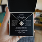 To My Daughter Necklace From Dad – My Heart Is Your Home – Love Knot Necklace With Message Card – Daughter Gift for Christmas, Birthday or Graduation