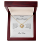 To My Bonus Daughter Necklace From Mom - Family Isn't Always Blood - Love Knot Necklace with Message Card, Gift for Bonus Daughter