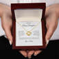 To My Bonus Daughter Necklace From Mom - Family Isn't Always Blood - Love Knot Necklace with Message Card, Gift for Bonus Daughter