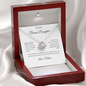 To My Bonus Daughter Necklace From Mom - Family Isn't Always Blood - Love Knot Necklace with Message Card, Gift for Bonus Daughter