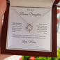 To My Bonus Daughter Necklace From Mom - Family Isn't Always Blood - Love Knot Necklace with Message Card, Gift for Bonus Daughter