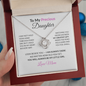 To My Precious Daughter Necklace From Mom – Love Knot Pendant With Message Card – Always My Little Girl Keepsake