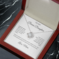 To My Bonus Daughter Necklace From Mom - Family Isn't Always Blood - Love Knot Necklace with Message Card, Gift for Bonus Daughter