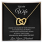 To My Wife black message card with the 18k yellow gold Interlocking Hearts necklace