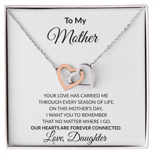 To My Mother Message Card | Interlocking Hearts Gift for Mom from Daughter