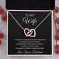 To My Wife Interlocking Hearts necklace and keepsake card in the mahogany gift box