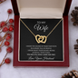 To My Wife Interlocking Hearts necklace in the mahogany gift box with dried flowers