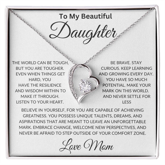 "Resilient Heart Forever Necklace: A Message of Strength and Love from Mom to Daughter"