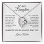 To My Daughter Necklace From Mom – Wherever You Go, My Love Goes Too | Forever Love Heart Pendant With Message Card | Keepsake Gift For Daughter