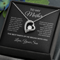 To My Mother Necklace From Son – Forever Love Heart Necklace With Message Card – Sentimental Gift for Mom From Son – Birthday, Mother's Day, Christmas Keepsake